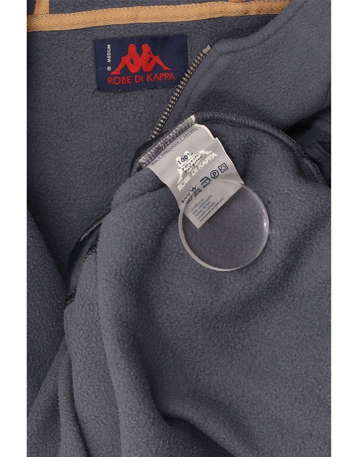 Suéter de lã masculino Kappa com capuz e gola com zíper azul médio poliéster