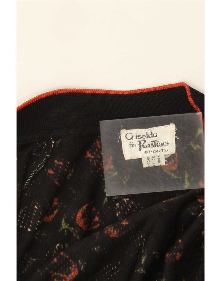 Conjunto feminino vintage de 2 peças UK 14 médio preto floral