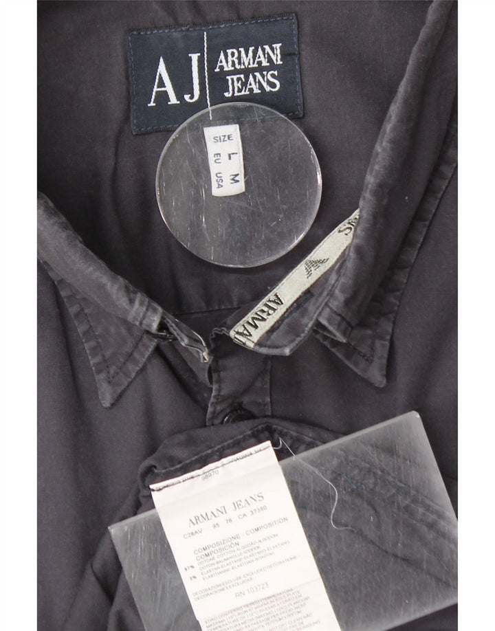 ARMANI JEANS Camisa masculina média algodão azul marinho