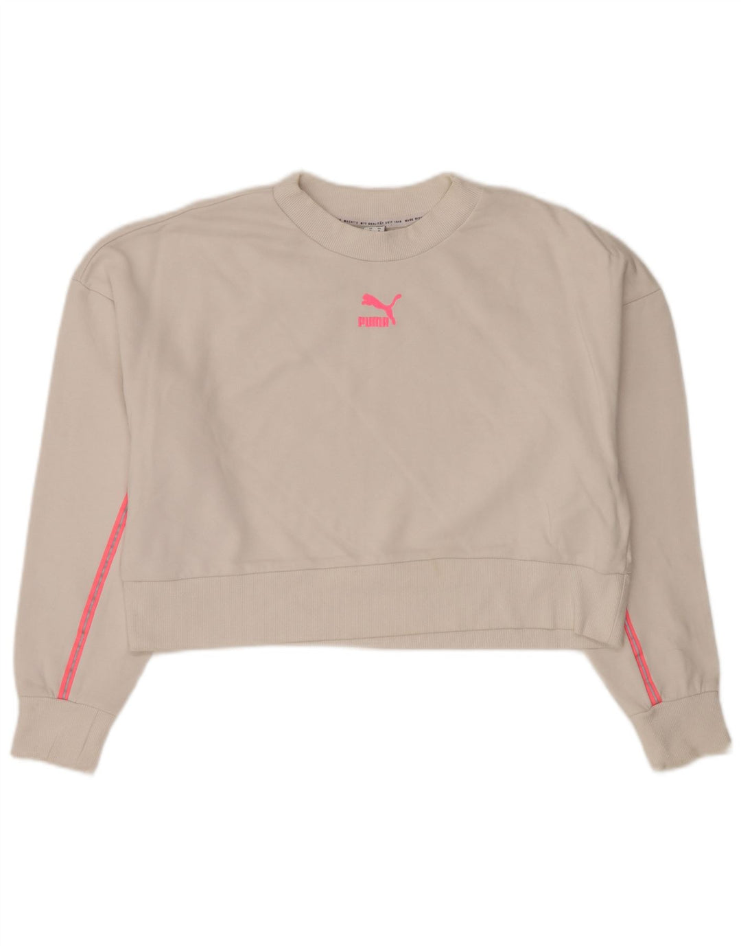 PUMA Womens Crop Oversized Moletom Jumper Reino Unido 14 Médio Algodão Branco