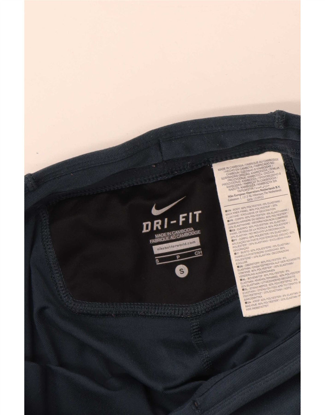 Leggings Nike Womens Dri Fit UK 8 Pequeno Poliéster Geométrico Azul Marinho