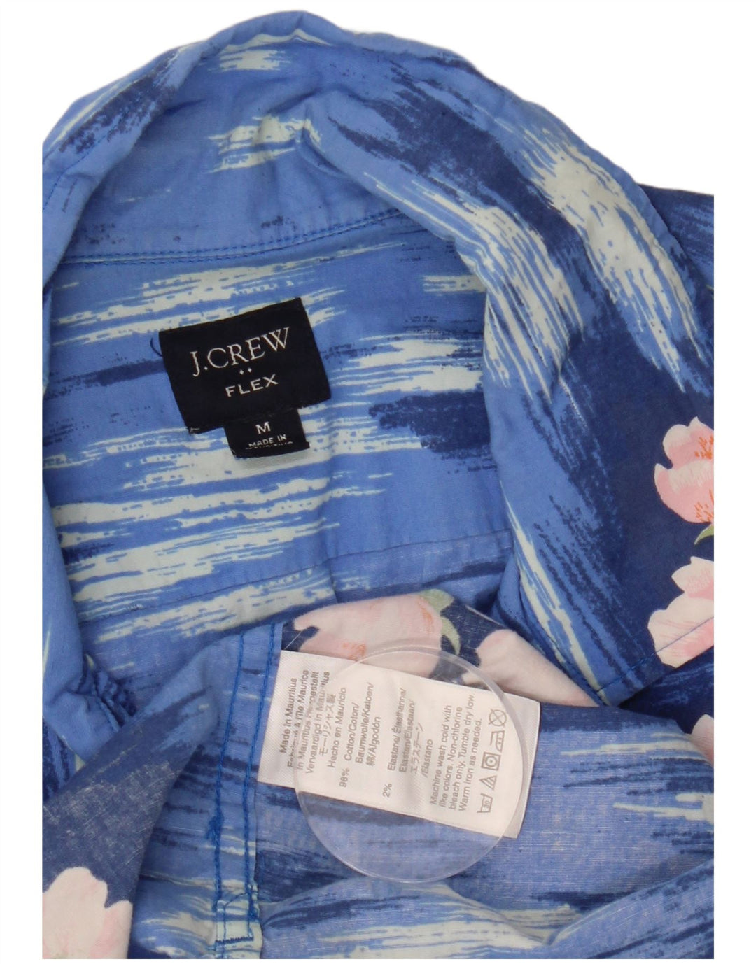 J. CREW Camisa masculina Flex de manga curta de algodão floral azul médio