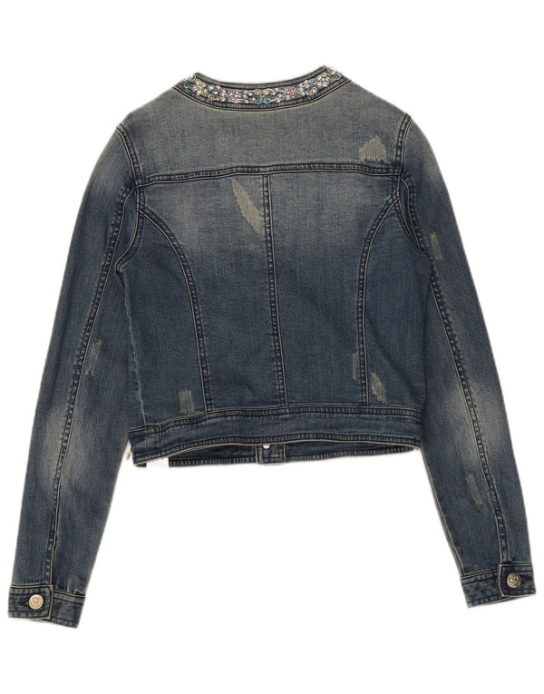 Simona Barbieri Jaqueta jeans feminina Twin-Set Crop 13-14 anos algodão azul
