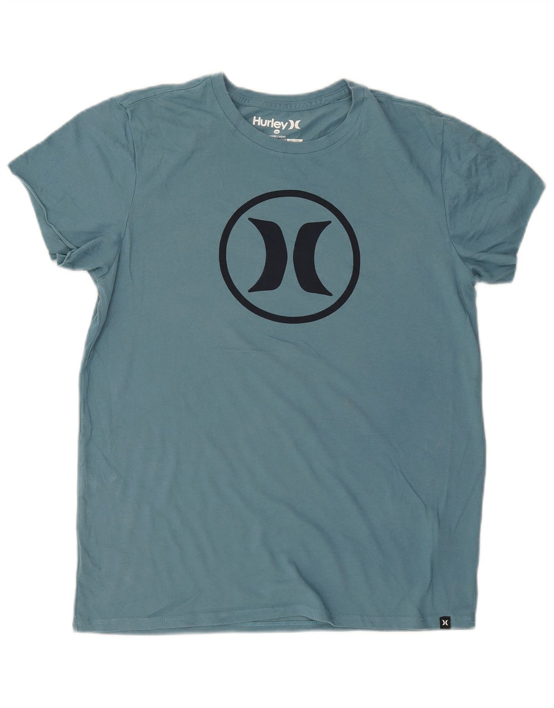Camiseta masculina Hurley Dri Fit com estampa gráfica de algodão azul médio