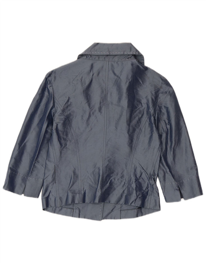 Jaqueta blazer feminina Penny Black com 3 botões Reino Unido 8 pequena seda azul marinho
