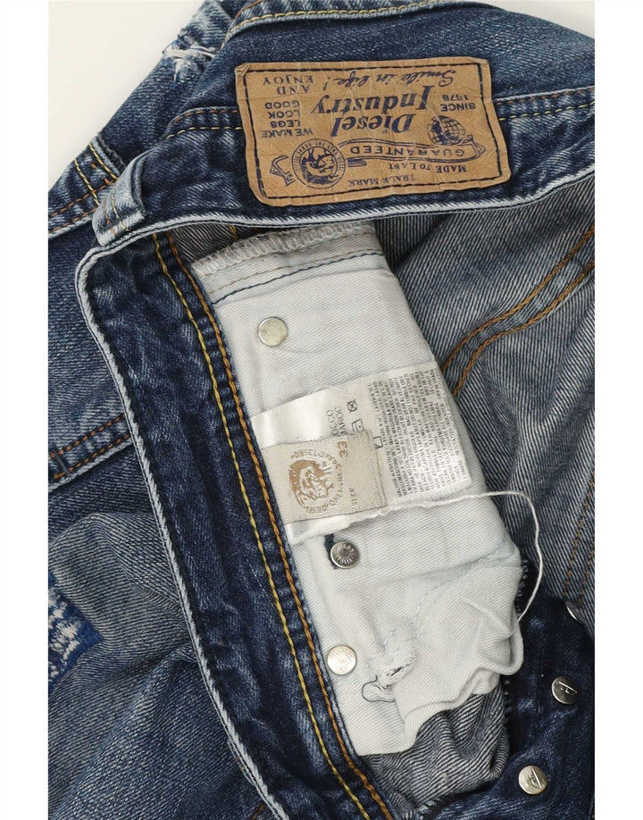 Jeans retos masculinos diesel desgastados W33 L34 algodão azul