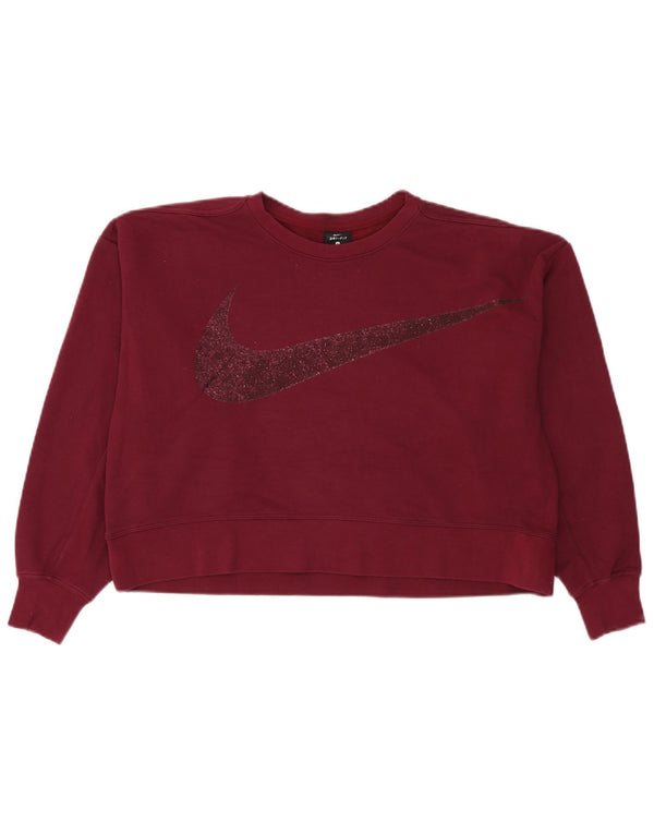 Moletom feminino Nike gráfico oversized jumper UK 10 pequeno algodão borgonha