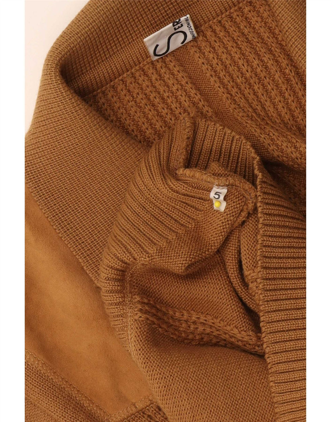 Suéter Cardigan Feminino Vintage UK 14 Médio Bege