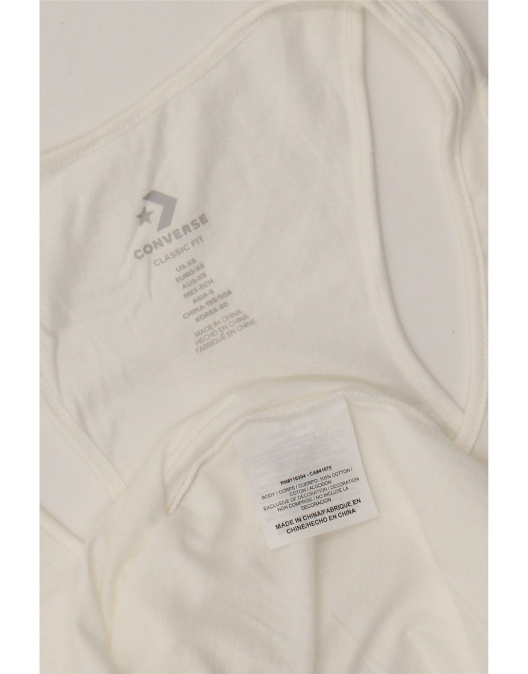 Colete feminino CONVERSE Classic Fit gráfico UK 6 XS algodão branco