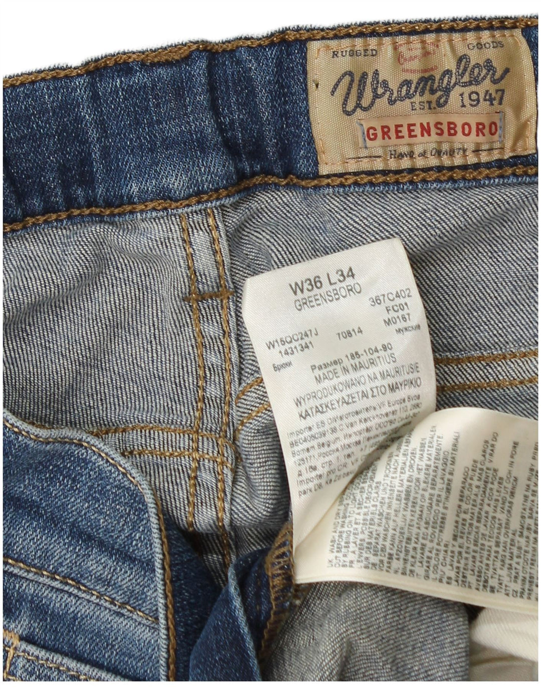 WRANGLER Masculino Greensboro Straight Jeans W36 L27 Azul Algodão