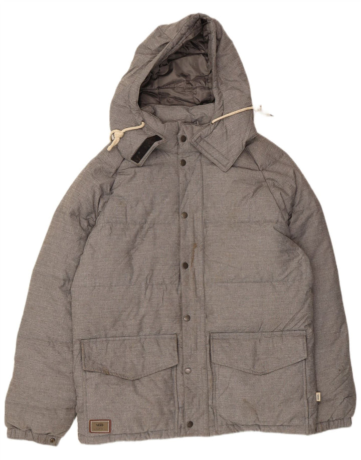 Jaqueta VANS masculina acolchoada com capuz UK 38 médio cinza nylon