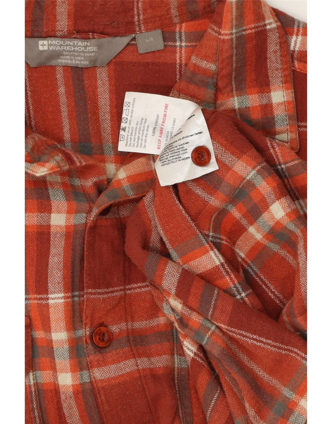 Camisa masculina de flanela MOUNTAIN WAREHOUSE grande algodão xadrez vermelho