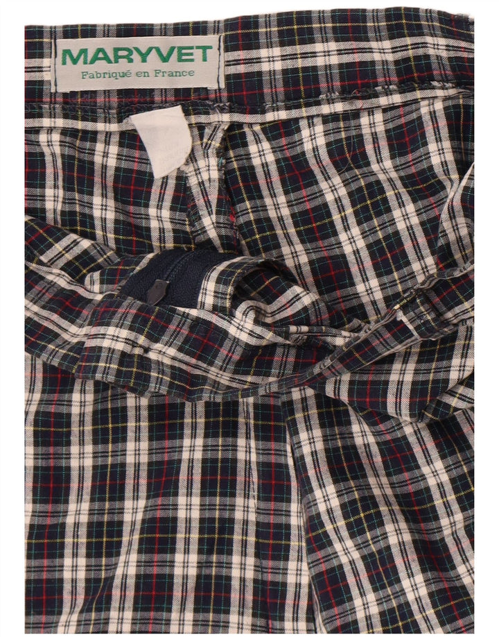 Shorts Chino feminino vintage W30 algodão xadrez médio azul marinho