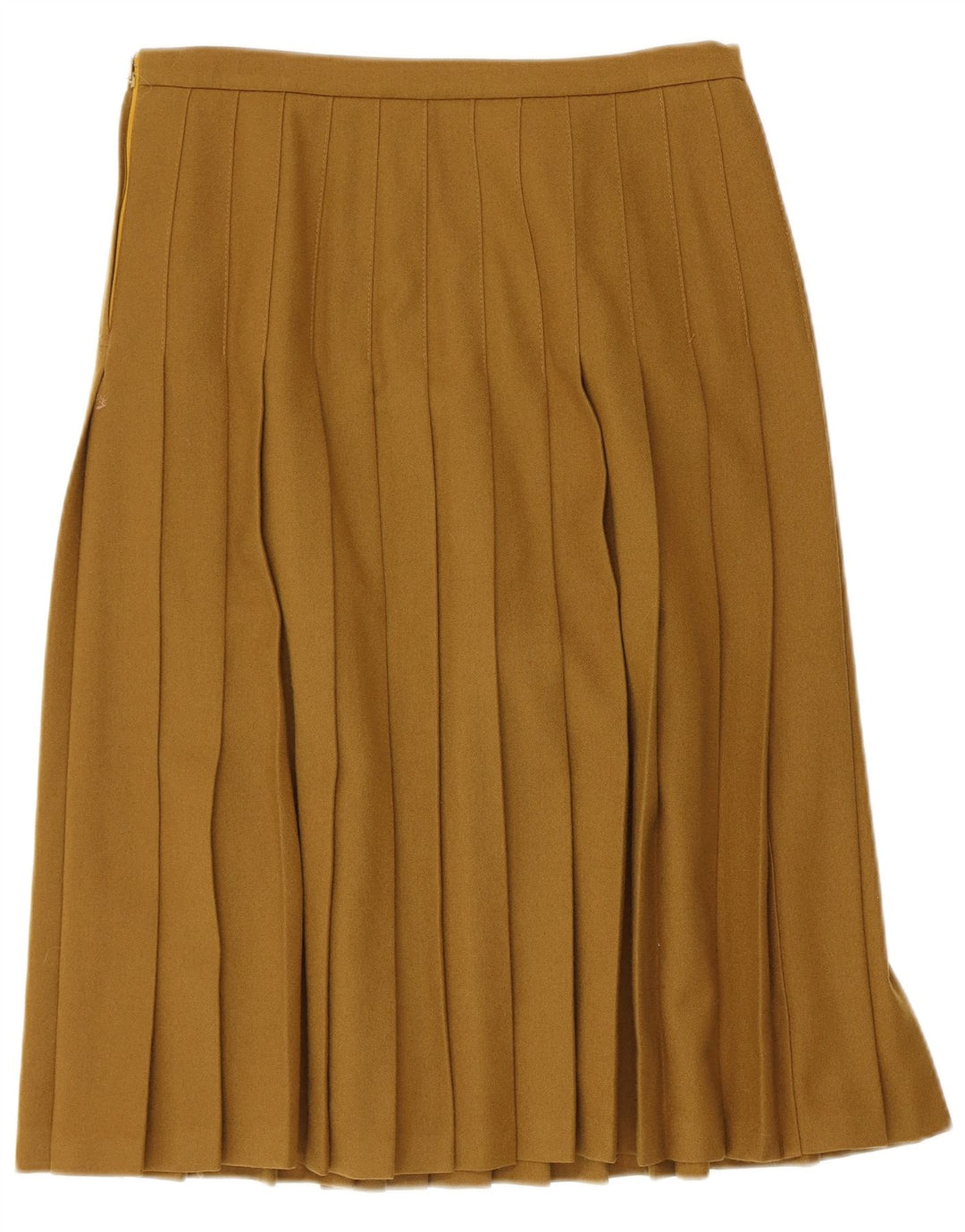 Saia plissada faca feminina vintage UE 40 médio W30 lã cáqui