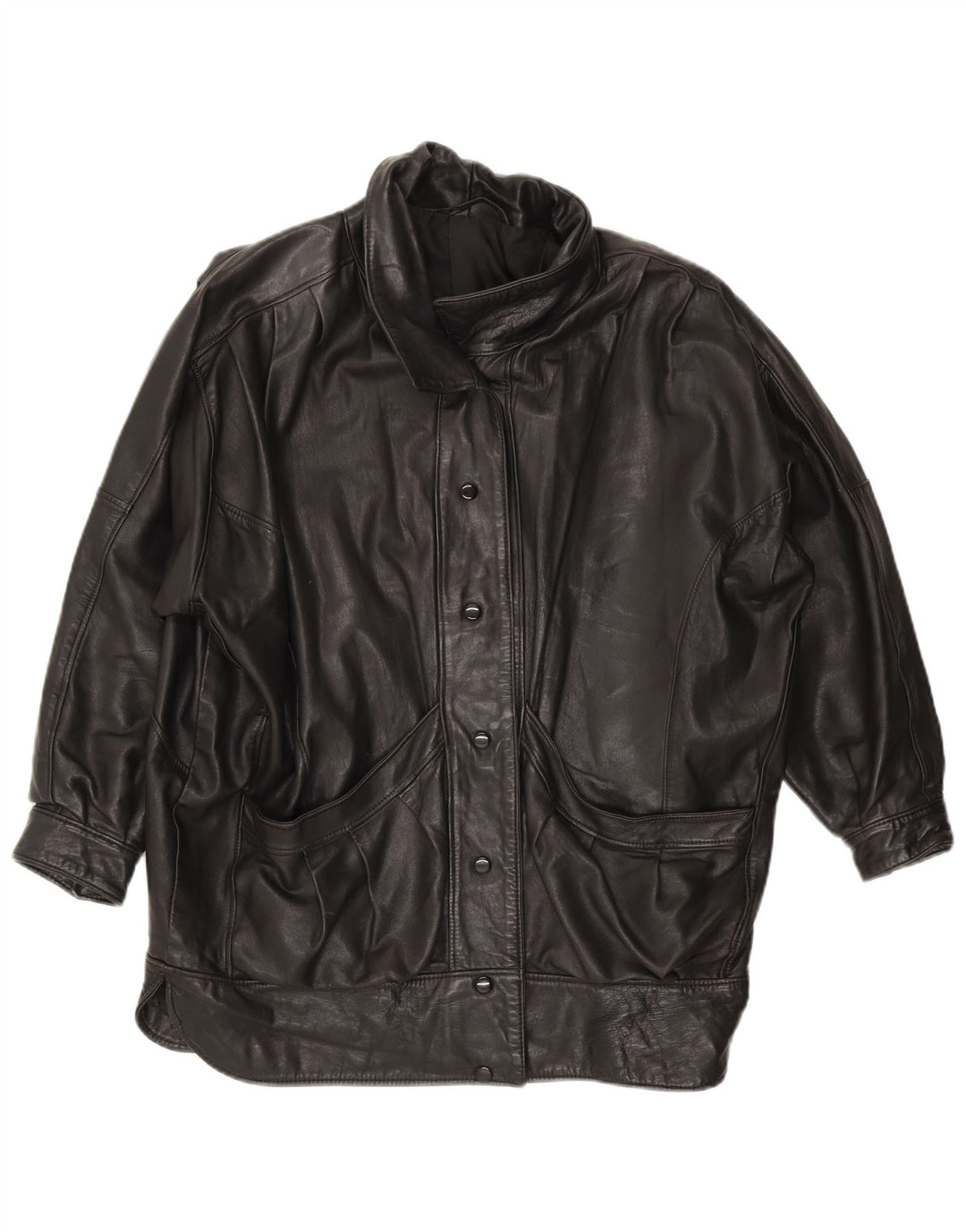 Jaqueta feminina de couro superdimensionada VINTAGE Reino Unido 14 grande couro preto