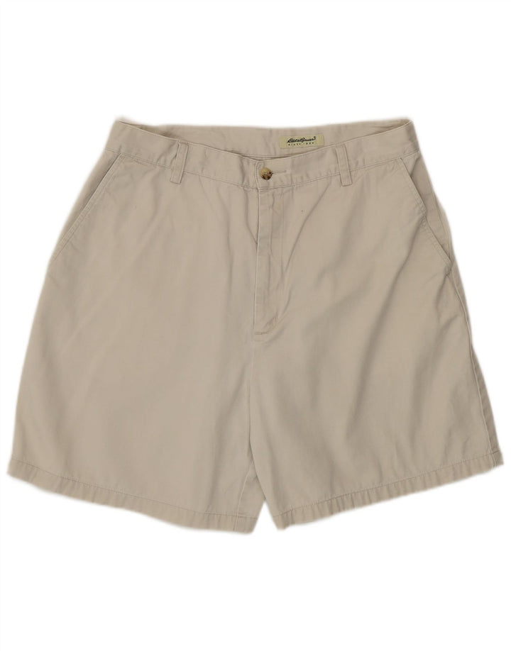 Shorts Chino feminino Eddie Bauer de cintura alta US 14 grande W32 algodão bege