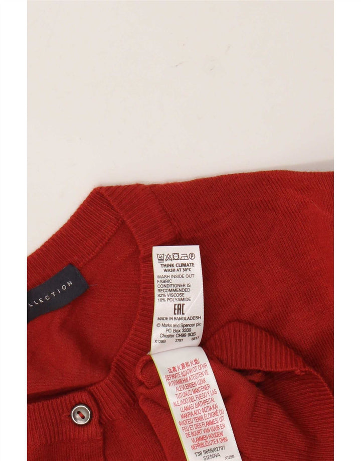 Suéter cardigã feminino Marks & Spencer UK 14 grande viscose vermelha