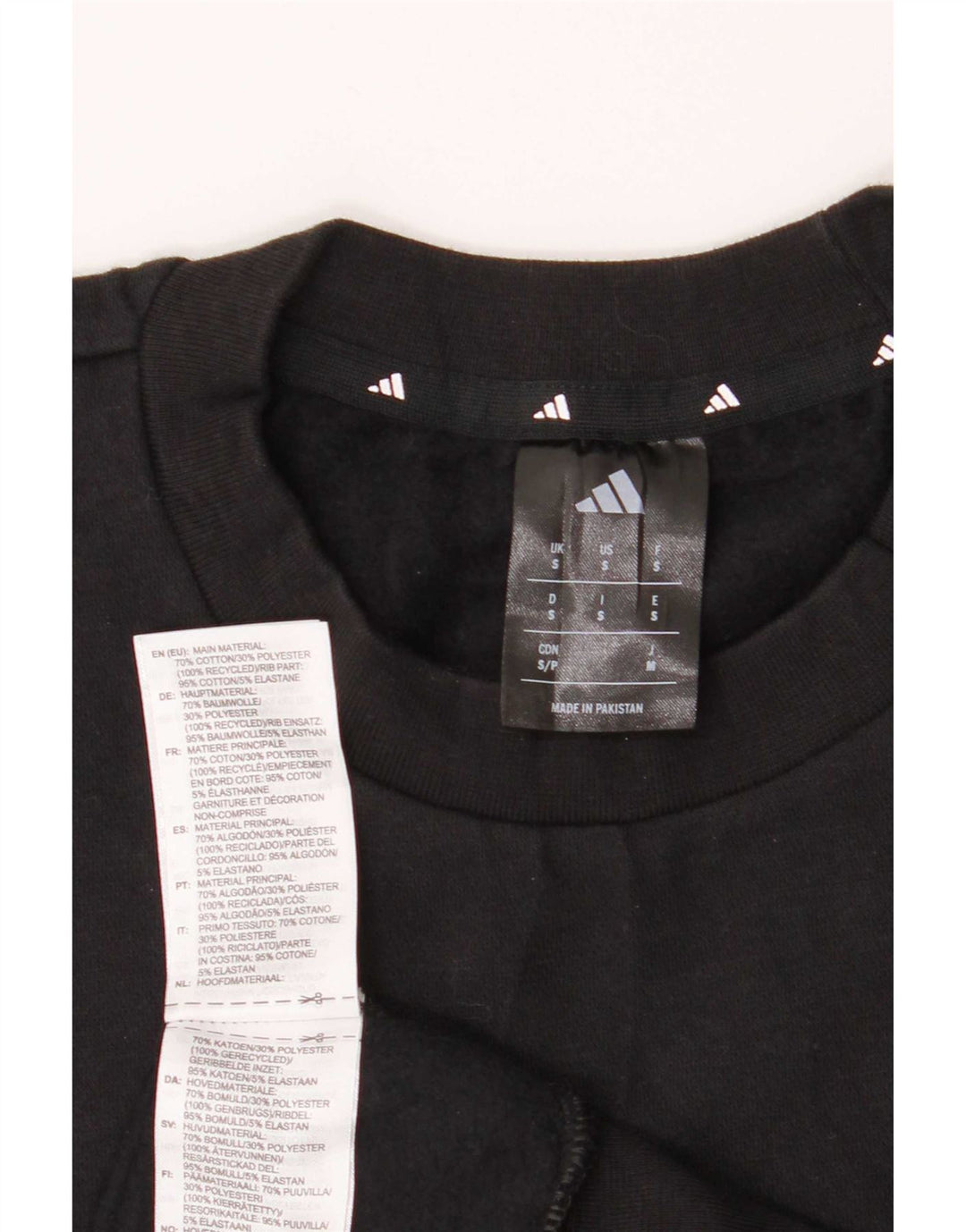 Adidas Mens Moletom Jumper Pequeno Algodão Preto