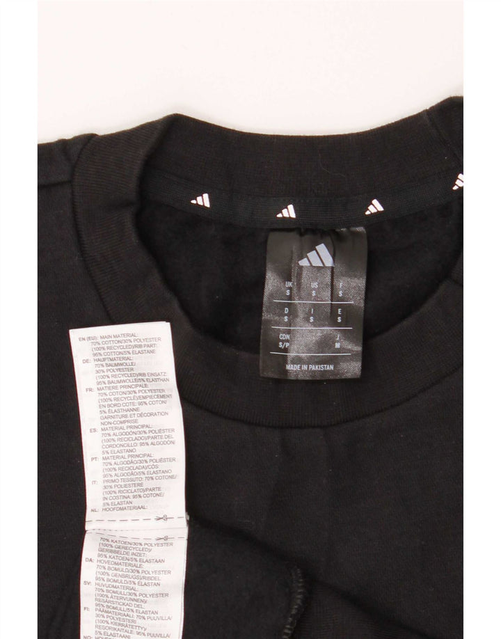 Adidas Mens Moletom Jumper Pequeno Algodão Preto
