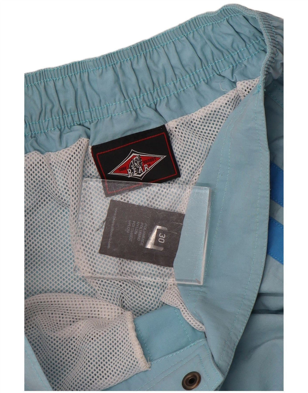 Bear Mens Natação Shorts Médio Azul Nylon