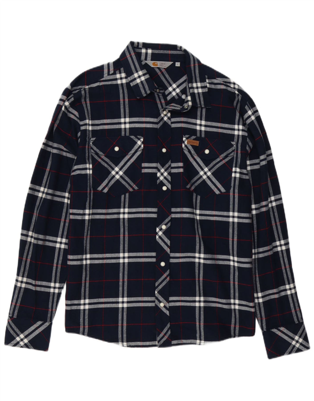 Camisa masculina de flanela Carhartt grande algodão xadrez azul marinho