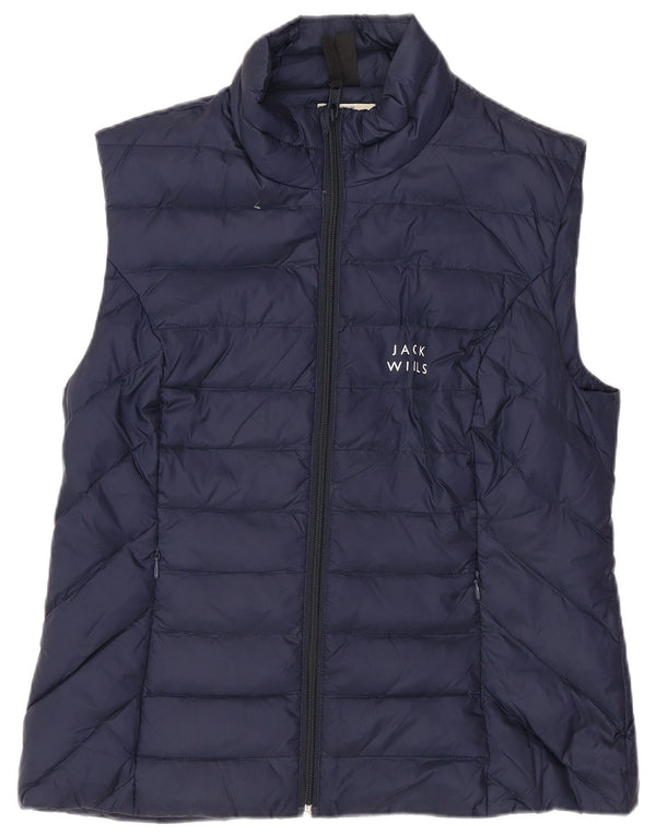 JACK WILLS Womens Padded Gilet UK 12 Medium Navy Blue Polyamide