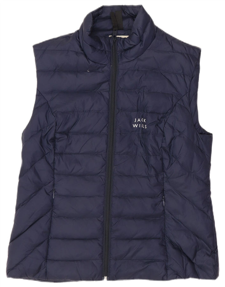 JACK WILLS Colete acolchoado feminino UK 12 médio azul marinho poliamida