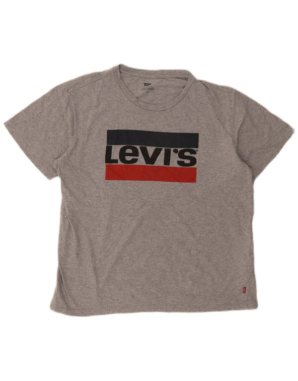 Camiseta gráfica masculina Levi's Top grande algodão manchado cinza