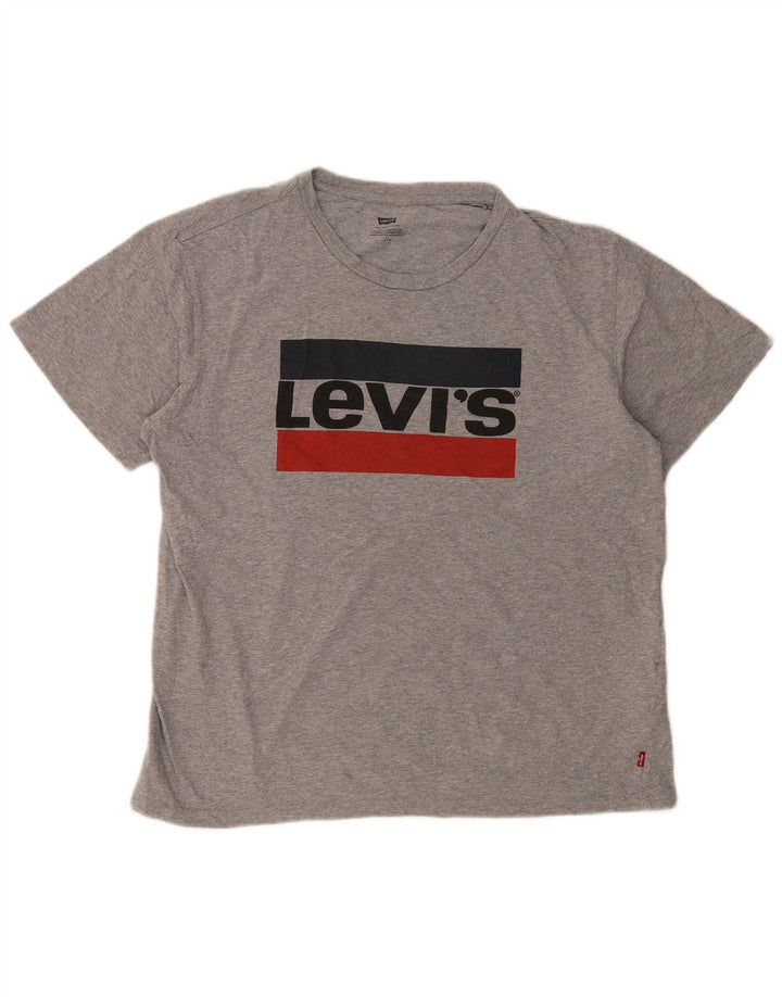 Camiseta gráfica masculina Levi's Top grande algodão manchado cinza