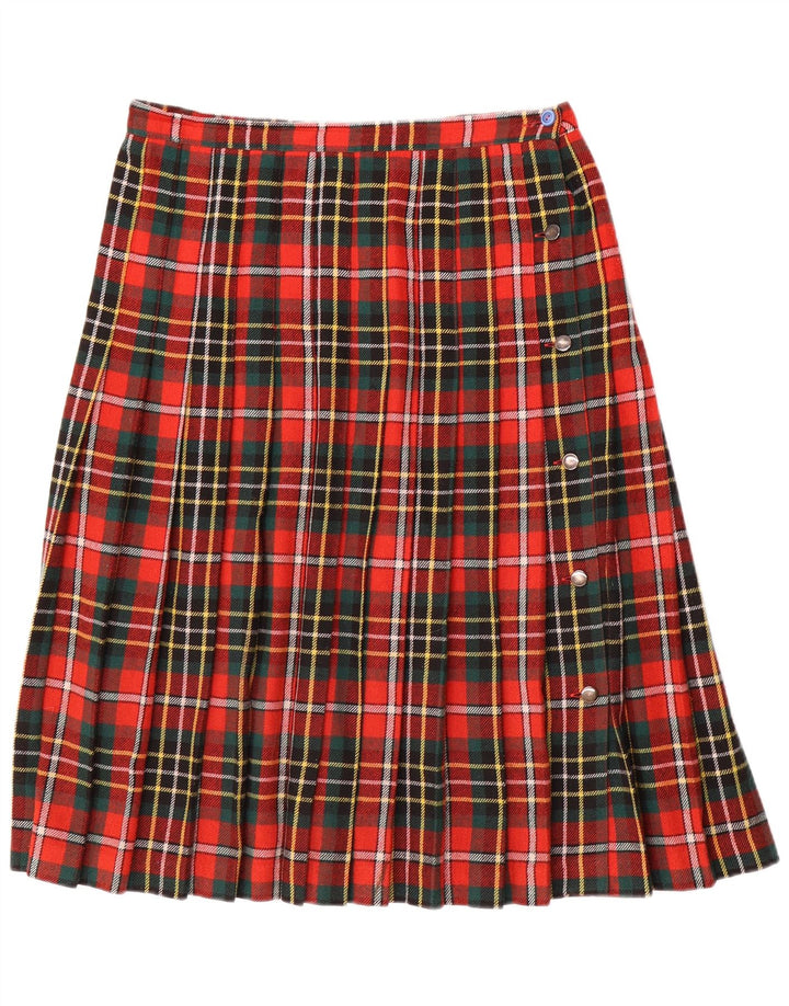 Saia feminina plissada Marella W30 xadrez vermelho médio