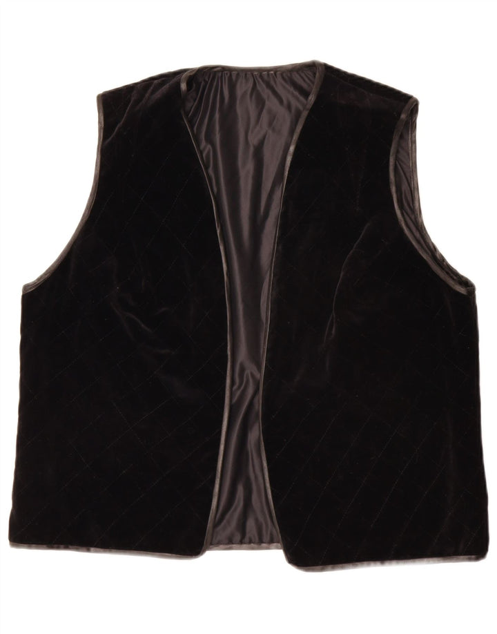 Colete vintage feminino aberto Reino Unido 14 grande preto