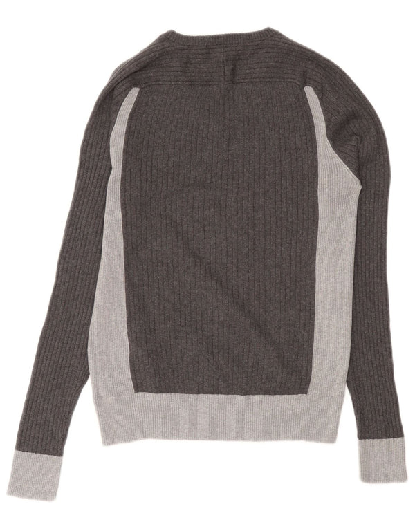 Suéter masculino Gas com gola V e algodão colorblock cinza médio