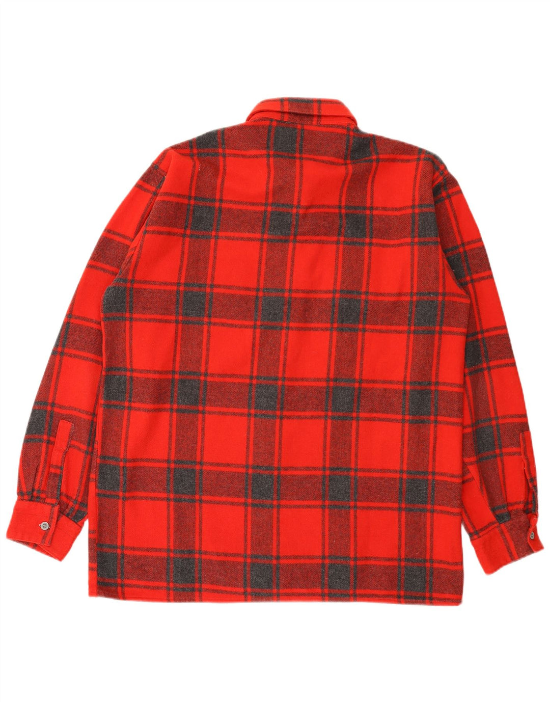 Camisa masculina vintage de flanela tamanho 44 XL lã xadrez vermelha