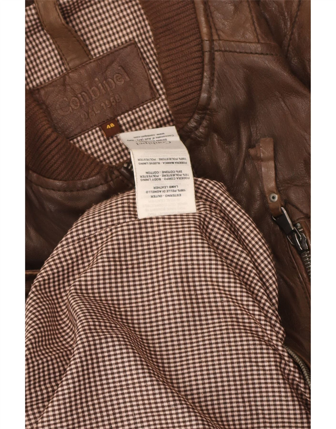 Jaqueta de couro masculina Conbipel IT 48 couro marrom médio