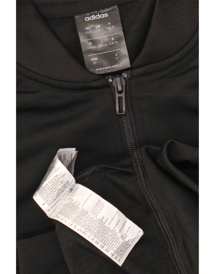 Adidas Womens Tracksuit Top Jacket UK 8/10 Pequeno Poliéster Preto