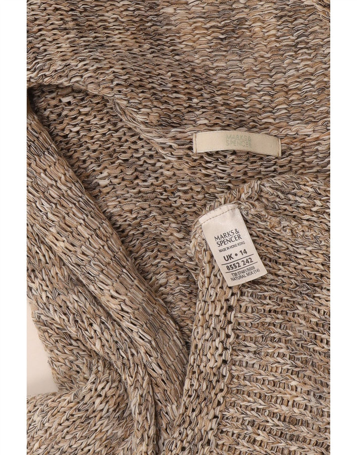 Suéter cardigã feminino Marks & Spencer com gravata frontal Reino Unido 14 grande cinza manchado