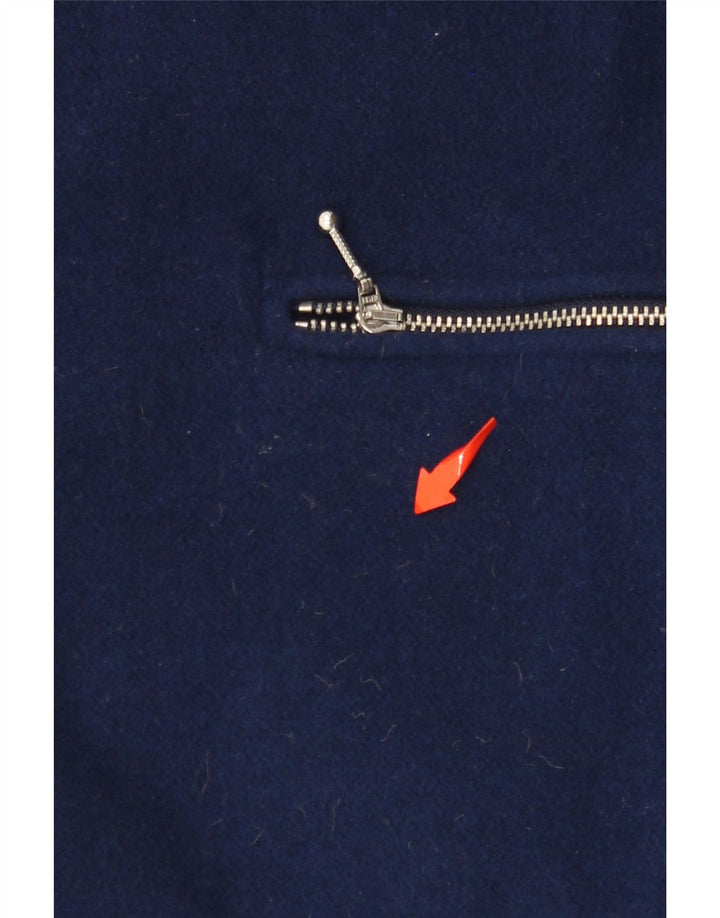 Sobretudo feminino SCHMEINCK Reino Unido 16 grande lã xadrez azul marinho