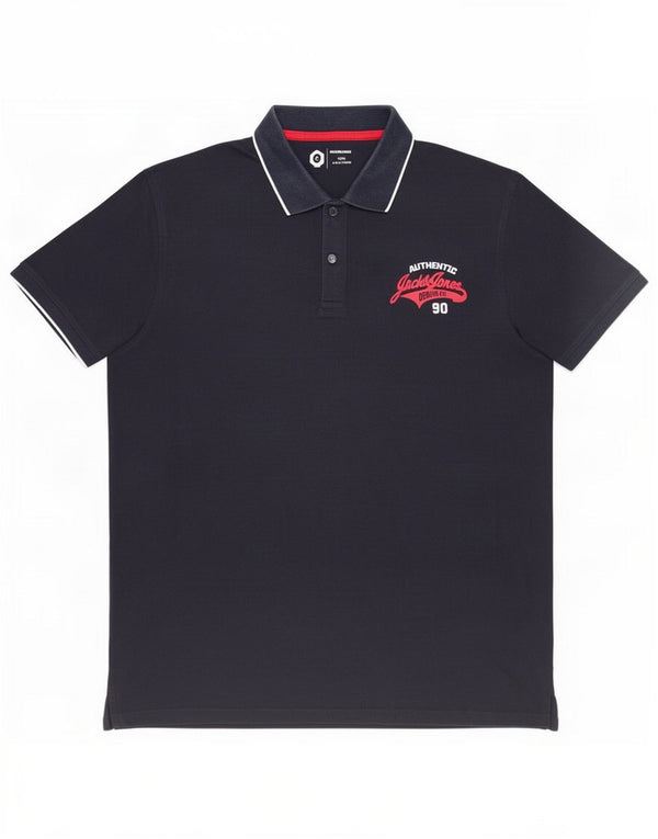 Camisa polo masculina Jack & Jones XL azul marinho algodão