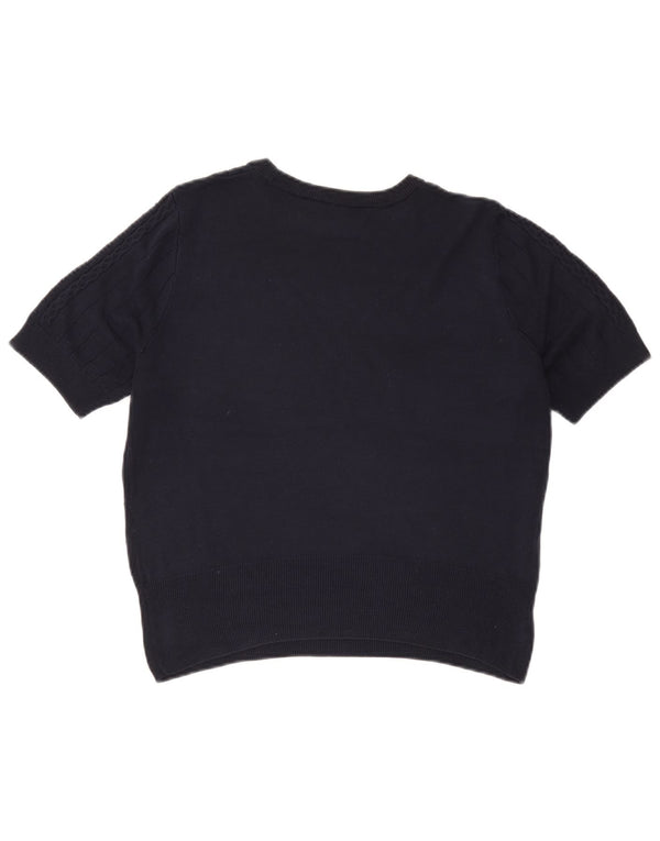 Suéter feminino Marks & Spencer com gola redonda e gola redonda Reino Unido 14 médio azul marinho