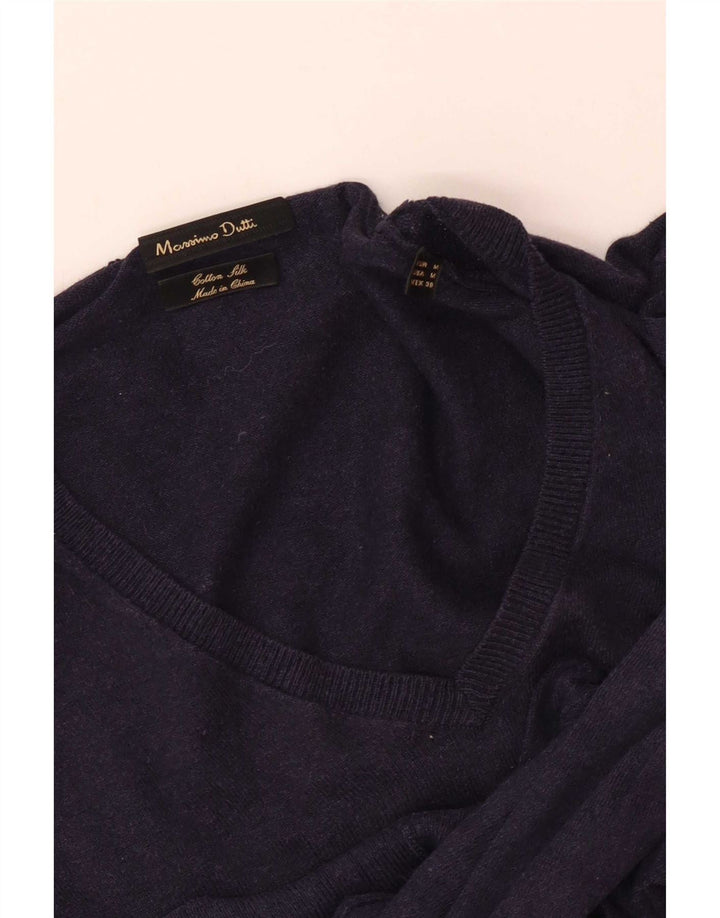 Suéter masculino Massimo Dutti com decote em V médio azul marinho