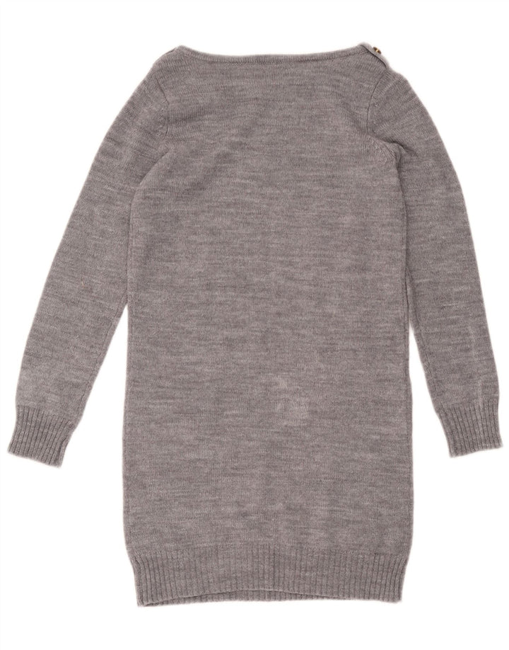 Vestido jumper feminino Oasis Reino Unido 10 pequeno lã manchada cinza