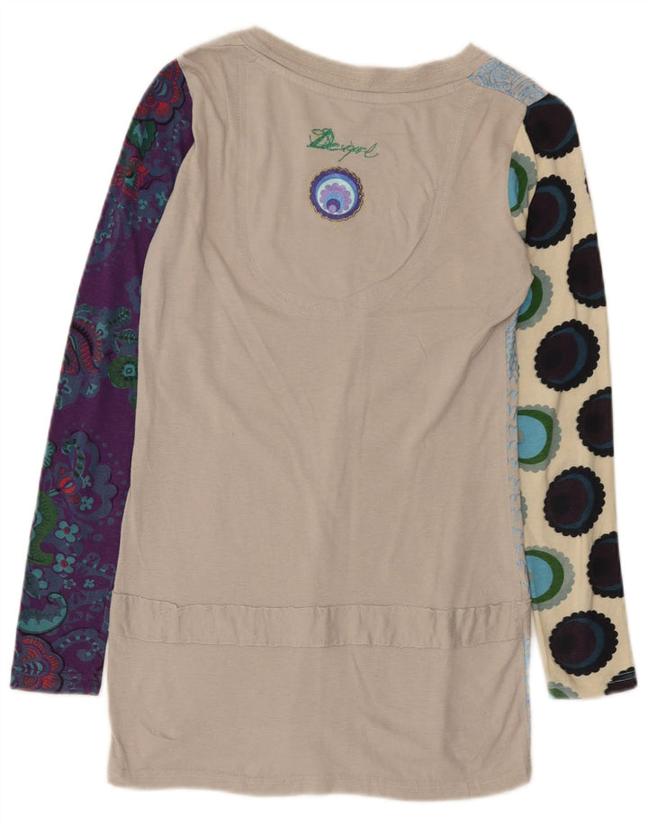 Desigual Túnica Feminina Padrão Abstrato UK 6 XS Multicolorido