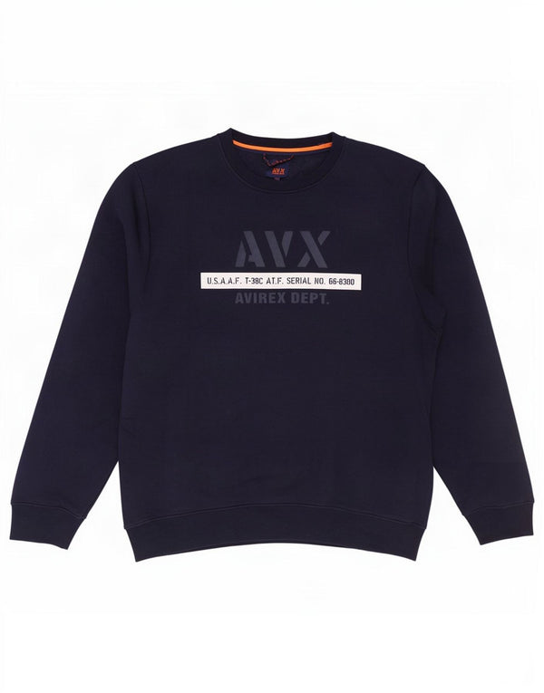 Suéter gráfico masculino Avirex 2XL poliéster azul marinho