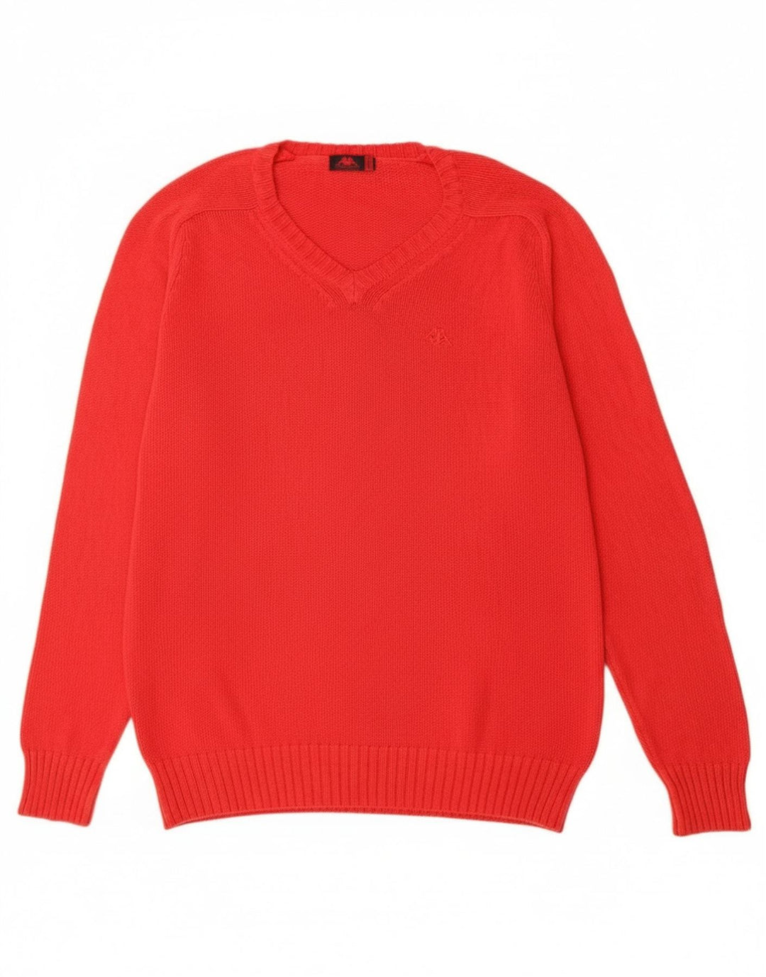 Suéter masculino Kappa com decote em V de algodão vermelho médio