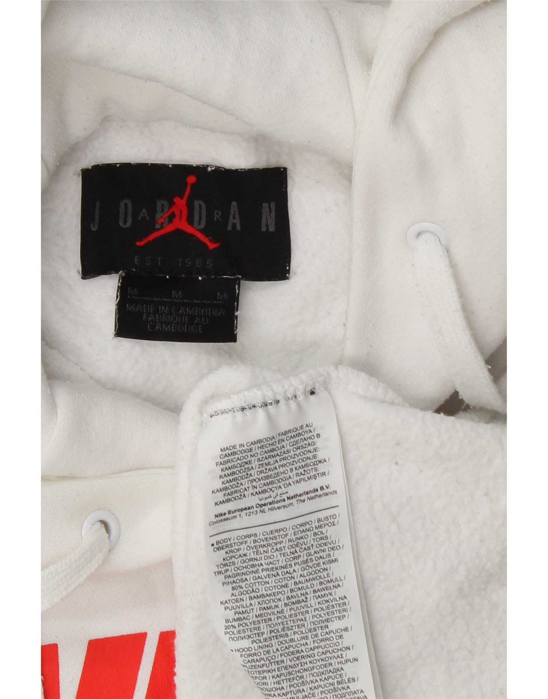 Jordan Mens Graphic Hoodie Jumper Médio Algodão Branco