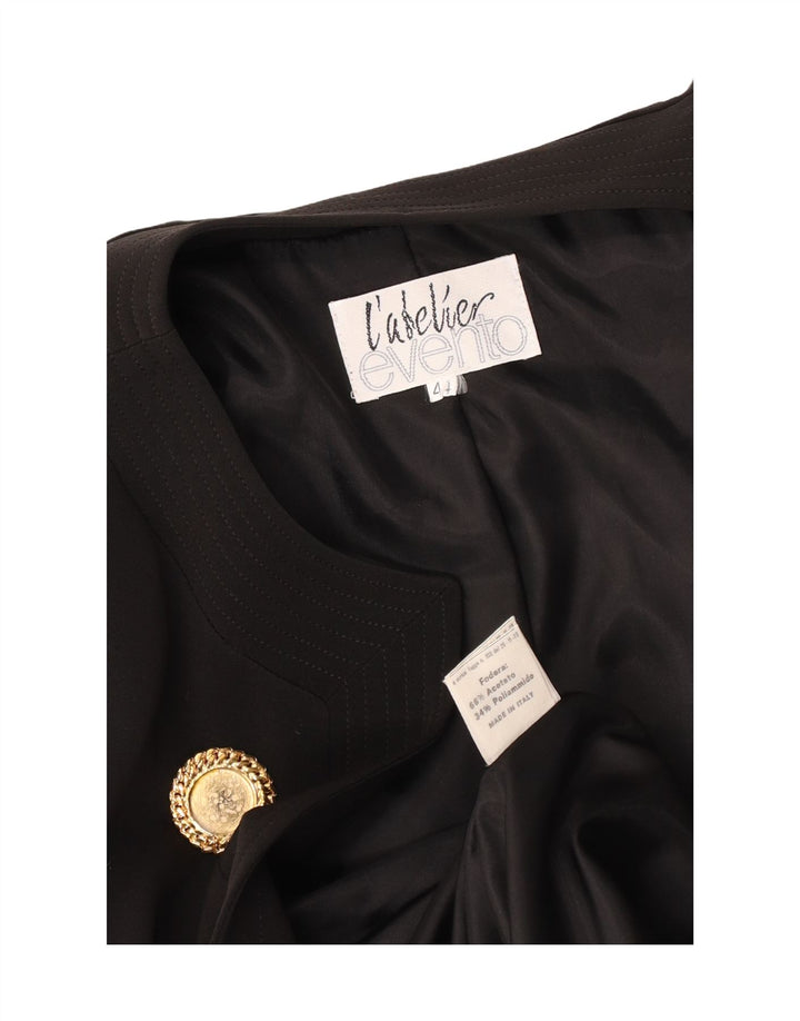 Jaqueta Blazer Aberta Feminina Vintage IT 44 Acetato Preto Médio