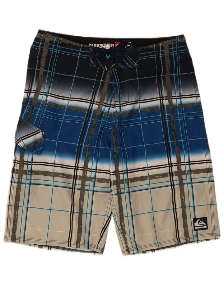 Shorts de natação masculinos Quiksilver poliéster xadrez médio multicolorido