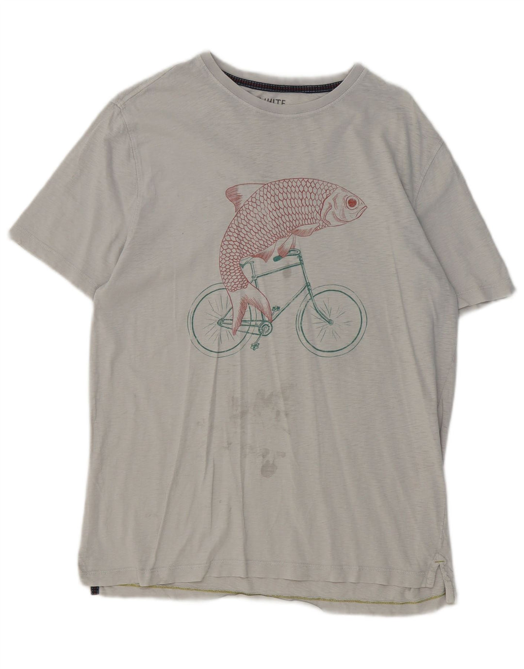 Camiseta gráfica masculina White Stuff Top algodão cinza médio