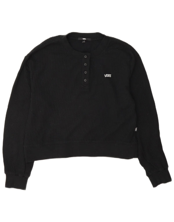 Moletom feminino Vans com decote em botão e corte oversized UK 10 pequeno preto