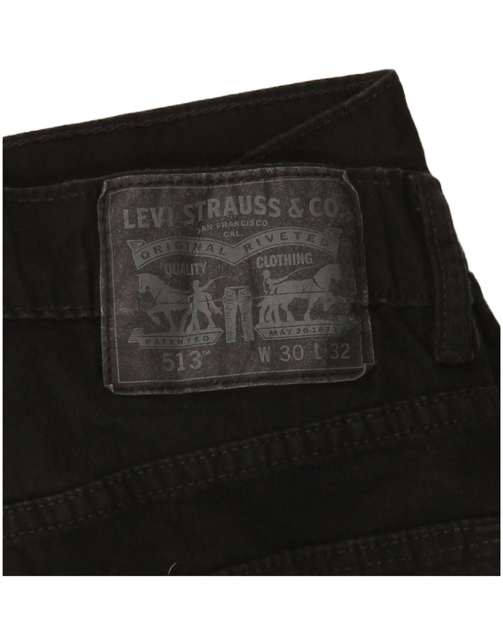 Calça jeans feminina Levi's 513 Slim Straight W30 L32 algodão preto
